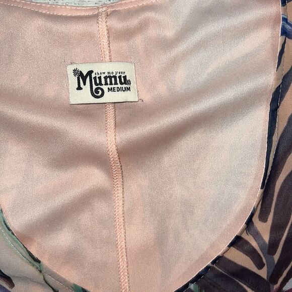 Show Me Your Mumu SMYM Kylie Mini Dress in Palm Funday V-Neck Tropical sz M - Picture 4 of 7